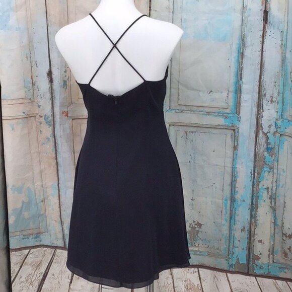 Rhapsody Navy Blue Halter Sleeveless Crisscross Back Formal Dress Womens Size S - Picture 2 of 12